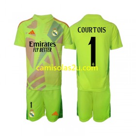 Camisolas de futebol Real Madrid COURTOIS 1 Guarda Redes Criança Equipamento Quarto 2024/25 Manga Curta